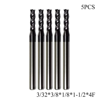 LOT OF 5 PCS 3/32" 4 FLUTE CARBIDE End Mills Solid Carbide AlTiN Coated New