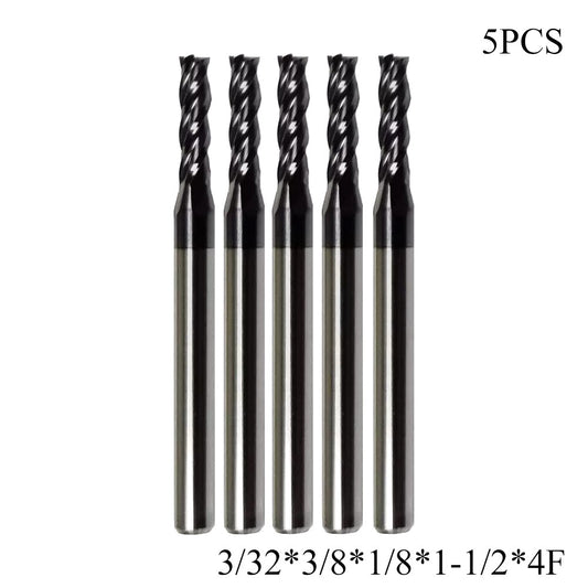 LOT OF 5 PCS 3/32" 4 FLUTE CARBIDE End Mills Solid Carbide AlTiN Coated New