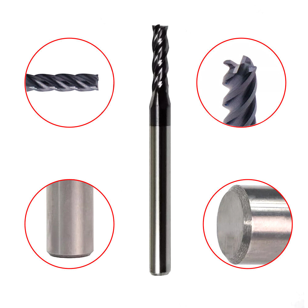 LOT OF 5 PCS 3/32" 4 FLUTE CARBIDE End Mills Solid Carbide AlTiN Coated New