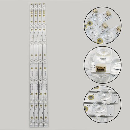 LED Strips(4) for 50S421 50S423 TCL-GIC-50D6-3030-4X7-LX20180417 4C-LB5007-ZM03J