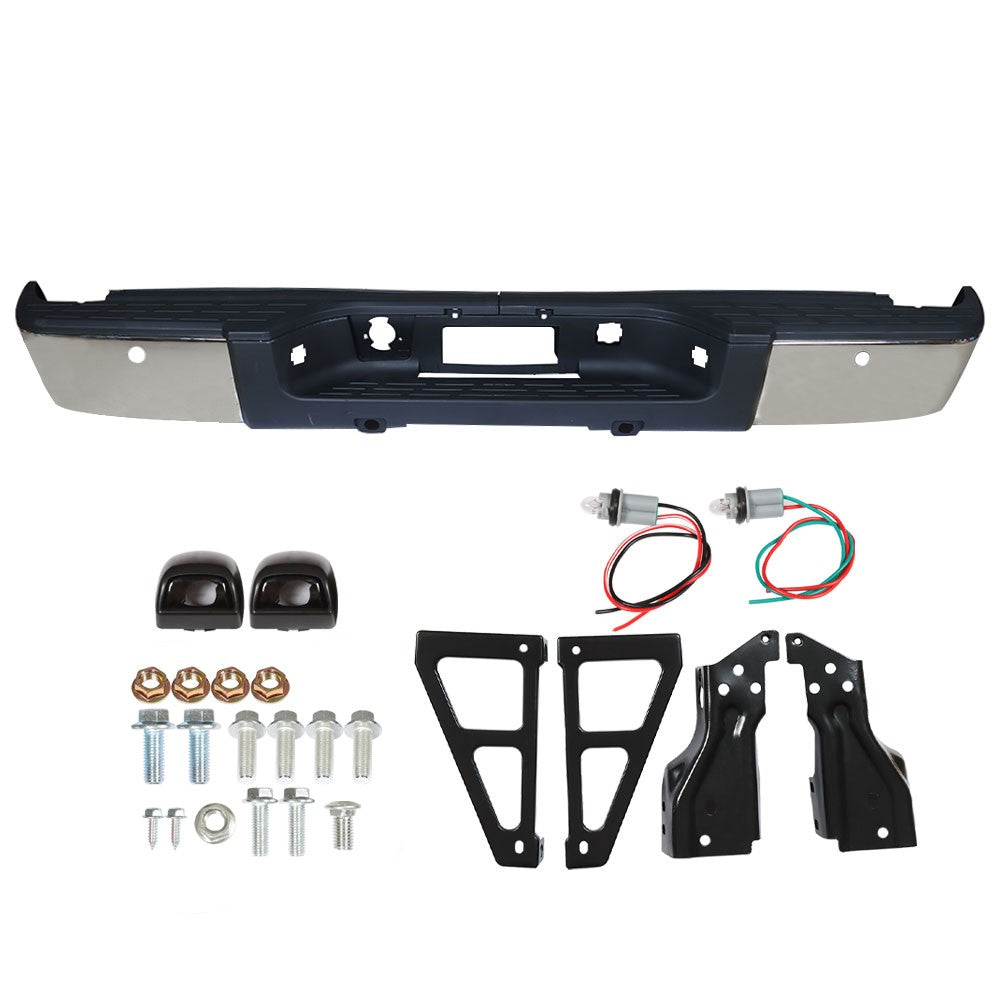 Solid Spare Rear Bumper Assembly For 07-13 Chevy Silverado GMC Sierra 1500 Chrome GM1103148