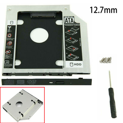 New 12.7mm For DVD/CD-ROM Optical Bay SATA 2nd SSD Hard Drive Caddy Bracket USA