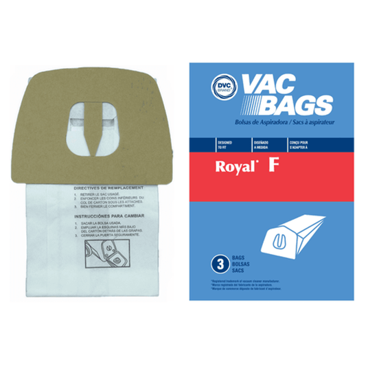 Solid Spare DVC Bags Type F Fit Royal Dirt Devil Canisters CanVack / Power Pak, 3 Bags
