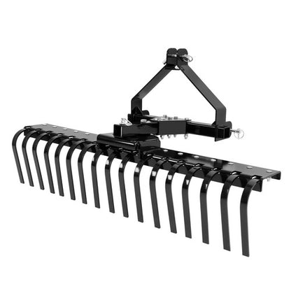 Solid Spare Cat 0 Tractor Hookup 3-Point Landscape Rake Black 50" Grass Comb Garden tools