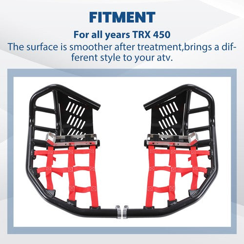 Solid Spare Nerf Bars Heel Guards Side Steps For Honda TRX450R 450ER Red Nets Black Nerfs