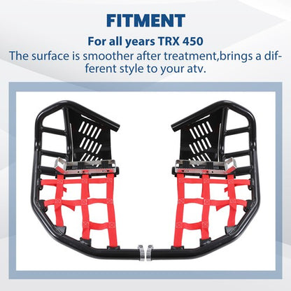 Solid Spare Nerf Bars Heel Guards Side Steps For Honda TRX450R 450ER Red Nets Black Nerfs