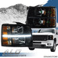 Solid Spare LED DRL Headlights Amber Black Fit For 2007-2014 Chevy Silverado 1500 2500 3500