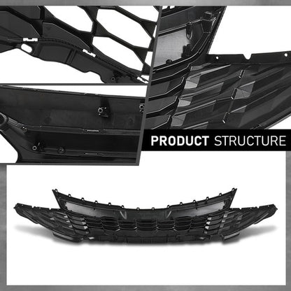 Solid Spare Front Bumper Upper Grille Grill Black & Chrome Fit For 2023 2024 Kia Sportage