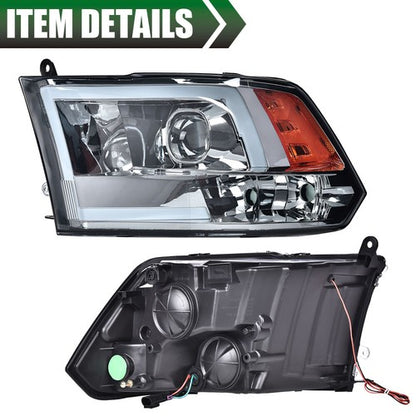 Solid Spare Fit For 2009-2018 Dodge Ram 1500 2500 3500 Smoke LED DRL Headlights Assembly