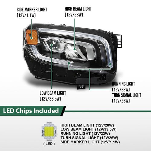 Solid Spare LED Headlight Fit For 2020-2023 Mercedes Benz GLB250 GLB35 AMG W247 Right Side