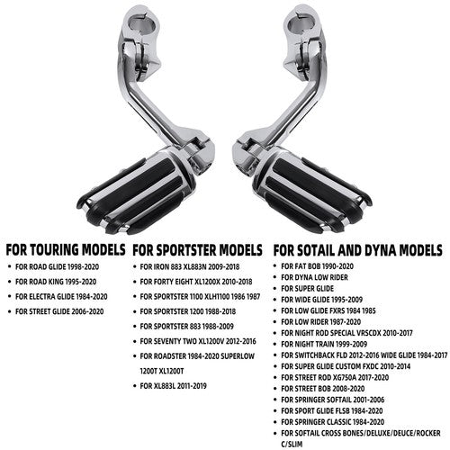 Solid Spare Long Highway Foot Pegs Fit For Harley Touring Road King Street Glide 1-1/4" Bars