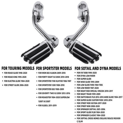 Solid Spare Long Highway Foot Pegs Fit For Harley Touring Road King Street Glide 1-1/4" Bars