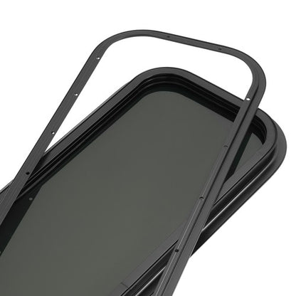 Solid Spare Black Screen RV Window 12" X 35" with Trim Ring Universal Dark Tempered Glass