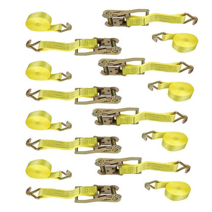 Solid Spare 2 In x 15 Ft Ratchet Straps With J Hook 5000 Lbs Heavy Duty Tie Downs 8 Pack