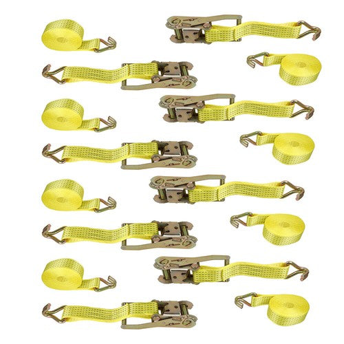 Solid Spare 2 In x 15 Ft Ratchet Straps With J Hook 5000 Lbs Heavy Duty Tie Downs 8 Pack