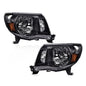 Solid Spare Fit For 2005-2011 Toyota Tacoma Amber/Black Headlights Headlamps Left & Right