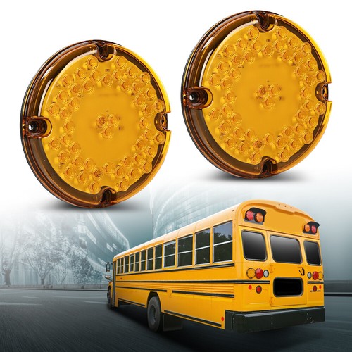 Solid Spare 2pcs Fit For Transit Vehicles Refuse Hauler 7" Round Amber 47-LED Tail Light