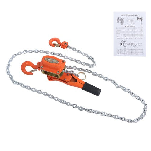 Solid Spare Lever Chain Hoist 1650Lbs Capacity 10Feet G80 Chain for Warehouse Machinery
