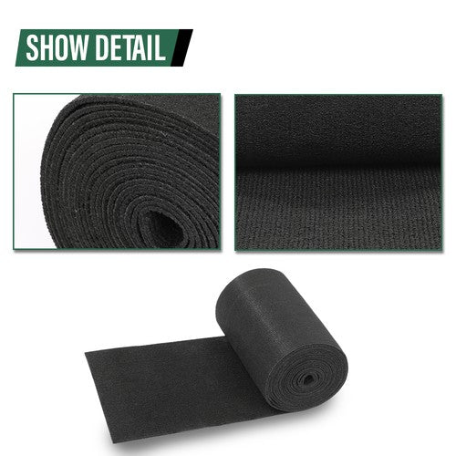 Solid Spare 12" x 25' Ribbed Bunk Carpet / Marine Boat Trailer Runners / Outdoor - Black