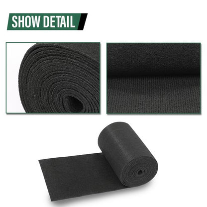 Solid Spare 12" x 25' Ribbed Bunk Carpet / Marine Boat Trailer Runners / Outdoor - Black