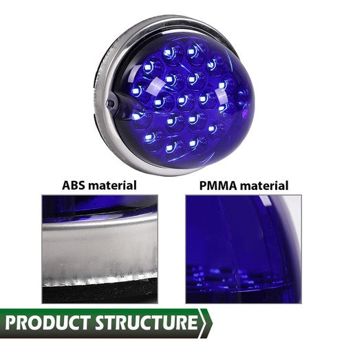 Solid Spare New Blue Lens Watermelon (19 LED) Marker Turn Signal Light Universal w/ Base
