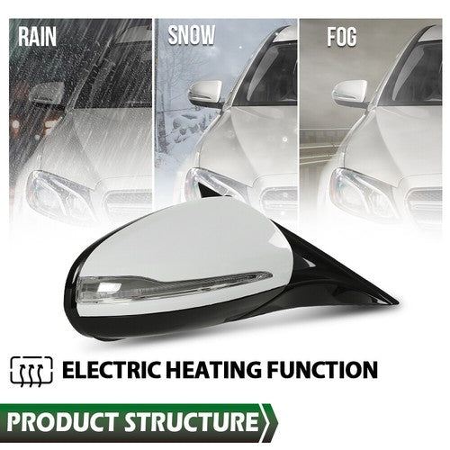 Solid Spare Fit For 16-2020 Mercedes Benz W213 E Class White Right Side Mirror w/ Blind Spot