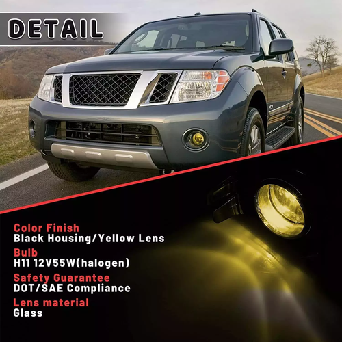 2P Fog Light For 2010-2019 Nissan Frontier 2005-2015 Nissan Xterra  w/Bulb Cover