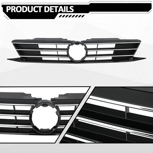 For 2015 2016 2017 2018 VW Volkswagen Jetta Front Bumper Chrome Grille Grill