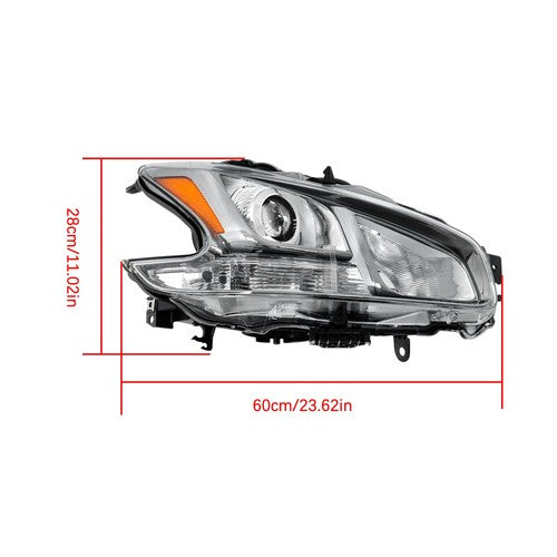 Solid Spare For Nissan Maxima 2009-2014 Chrome Halogen RH+LH Headlights Assembly Projector