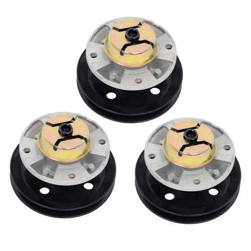 Solid Spare AM121342 AM115720 AM116065 3x Spindle Assembly w/Pulley For John Deere AM115528