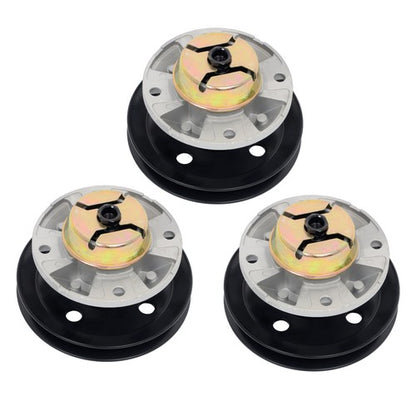 Solid Spare AM121342 AM115720 AM116065 3x Spindle Assembly w/Pulley For John Deere AM115528