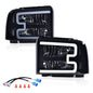 Solid Spare Fit For 05-07 Ford F250 F350 Super Duty Conversion LED DRL Headlights Smoke