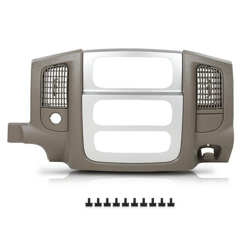 Solid Spare Fit For 2002-2005 Dodge Ram Beige Dash Bezel Silver Radio Surround Vents Trim