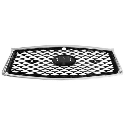 For 2018-2023 Infiniti Q50 Chrome Bezel Front Bumper Black Grille W/sensor holes