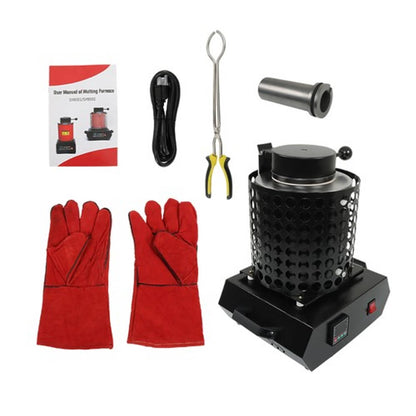 Solid Spare Metal Melting Furnace Forge Kit+Mesh Refining Casting Furnace 3KG 1400W Upgraded