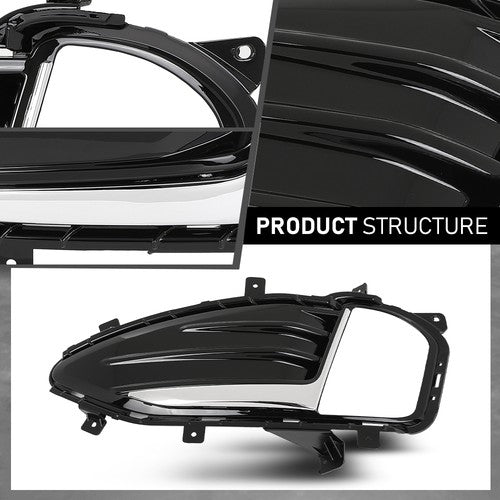 Solid Spare Fit For 2019-2024 Ford Edge Front Bumper Fog Light Bezel Lamp Trim Left+Right