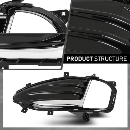 Solid Spare Fit For 2019-2024 Ford Edge Front Bumper Fog Light Bezel Lamp Trim Left+Right