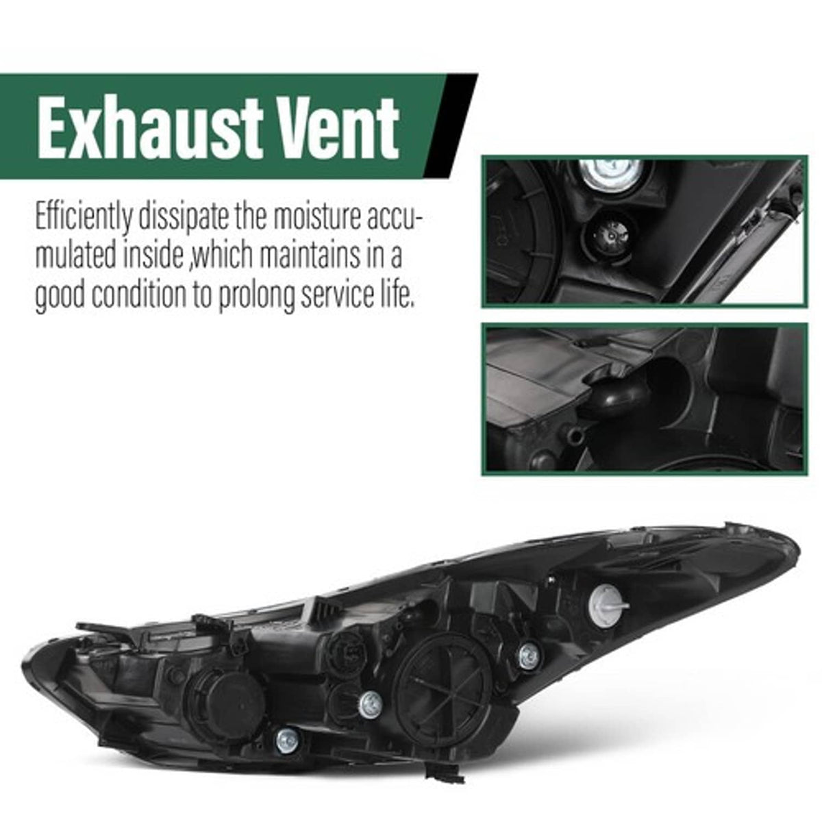 Solid Spare Fit For 2011-2013 Hyundai Elantra Halogen Headlight Assembly Right Passenger