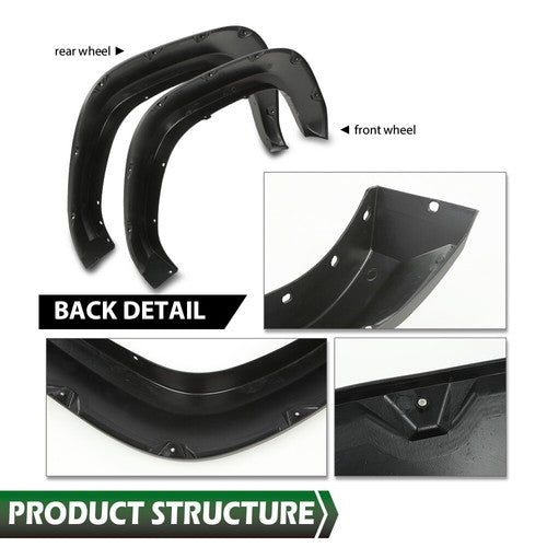 Solid Spare 4pcs Pocket Rivet Style Wheel Fender Flares Fit For 2016-2022 Toyota Tacoma