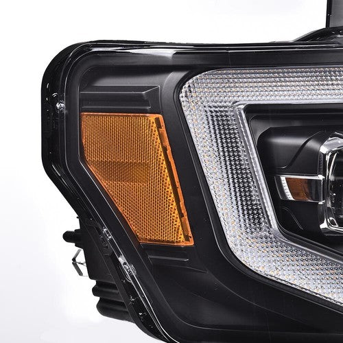 Solid Spare Fit For Ford F-150 F150 2009-2014 Black LED DRL Projector Headlights Lamps Pair