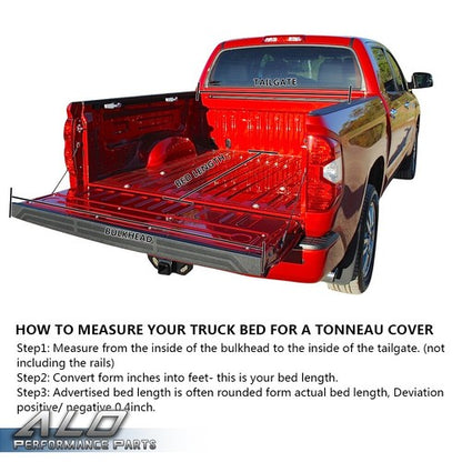 Solid Spare Four-Fold Tonneau Cover 8Ft Long Bed Fit For 14-21 Toyota Tundra Lock