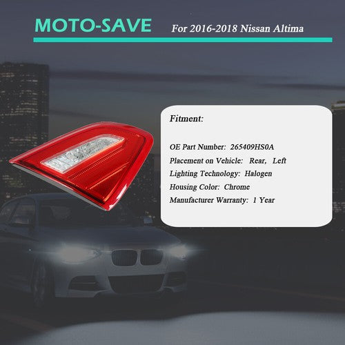 Solid Spare Fit For Nissan Altima 16- 18 Left Driver Side Tail Light Lamp Inside 265409HS0A