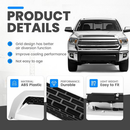 Solid Spare Chrome Front Upper Hood Bulge Molding Grille Trim For Toyota Tundra 2014-2021
