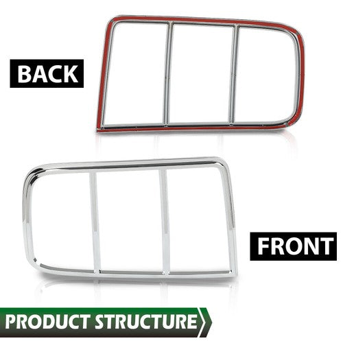 Solid Spare Tail Light Bezel Cover Silver Fit For 05-09 Ford Mustang Left+Right Pair Set