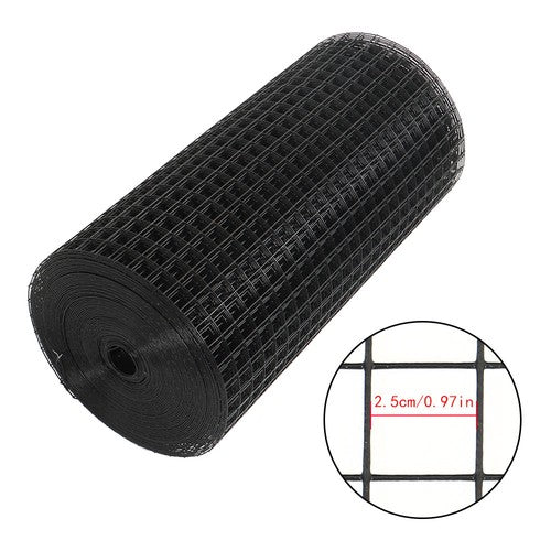 Solid Spare 16 Gauge Black Welded Wire Fence Vinyl Coated Chicken Rabbit Mesh 1inch 24"x100'