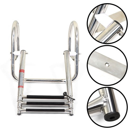 Solid Spare 3-Step Stainless Steel Ship Ladder With Handrails For Marine Yacht Swimming Pool