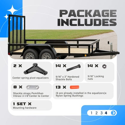 Solid Spare Tandem Trailer Axle Suspension Shackle Kit Heavy Duty For Double Eye Spring