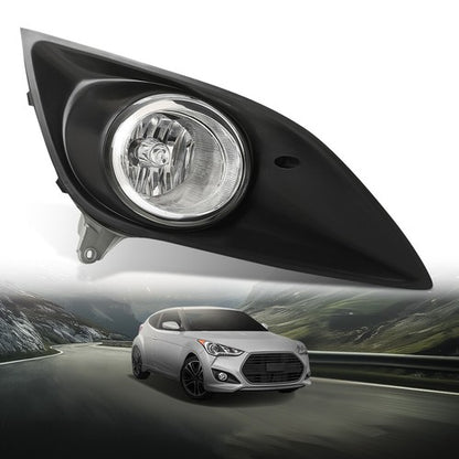Solid Spare Halogen Fog Light w/ Bezel Fit For 2013-2016 Hyundai Veloster Turbo Right Side
