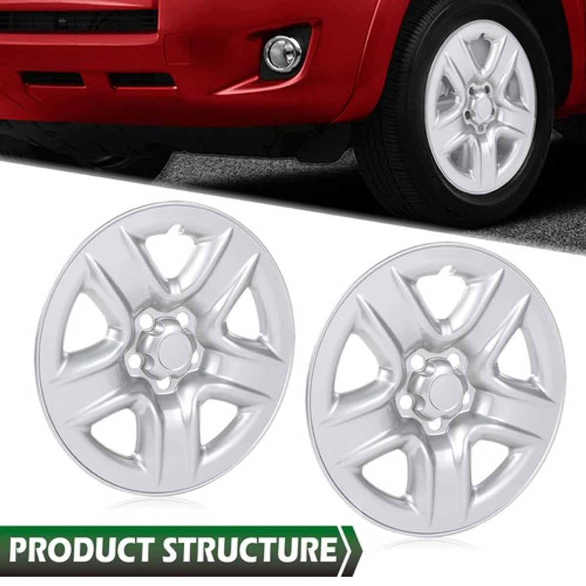 Solid Spare Fit For 06-12 Toyota RAV4 5-Spoke 17 Inch Wheel Skin Hub Caps Covers