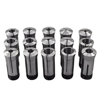 Solid Spare 15 Piece Set 1/8"-1" Capacity TIR 0.0005" High Precision 5C Round Collet